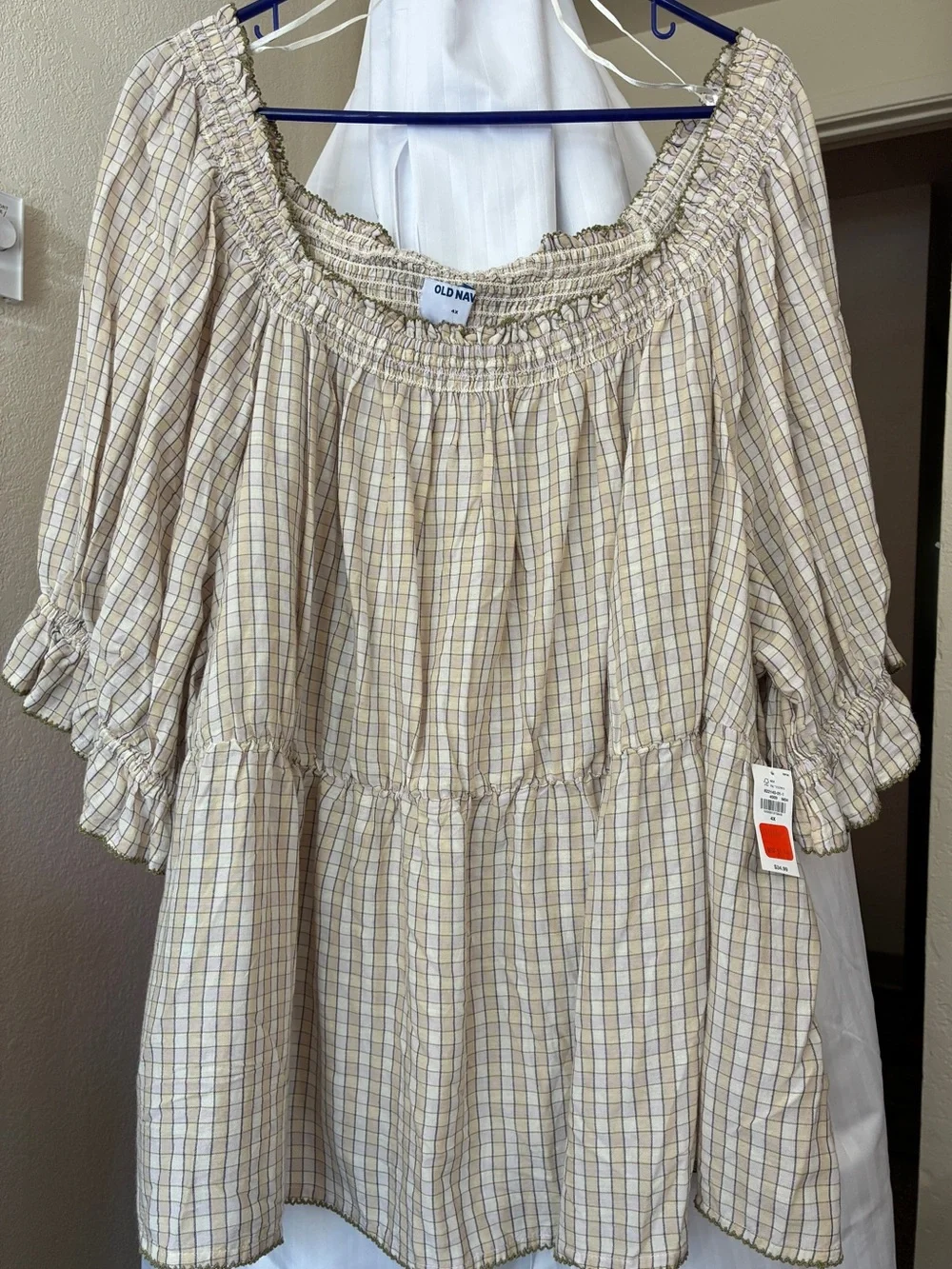 Old Navy Smocked Neck Peasant Blouse